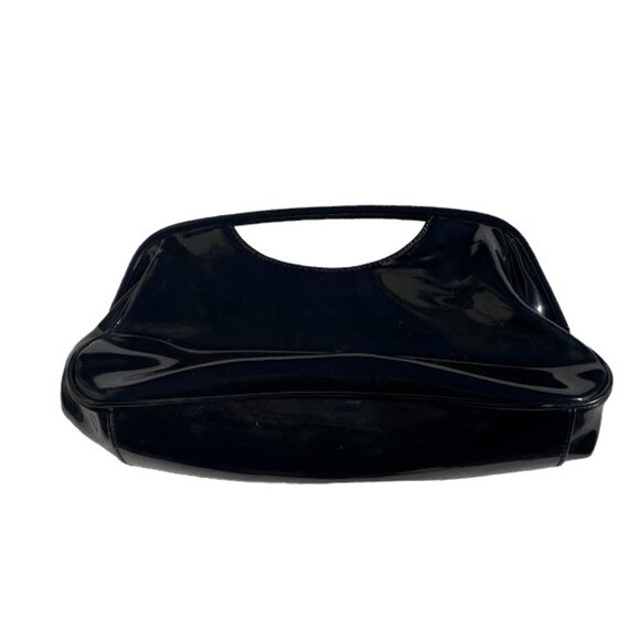 Vintage Vinyl Black Baguette Mini Handbag Clutch Purse - Picture 2 of 6